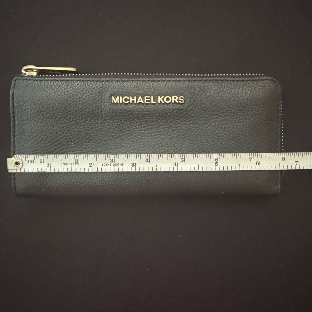 Michael Kors Black Leather Pouch with Gold Accents